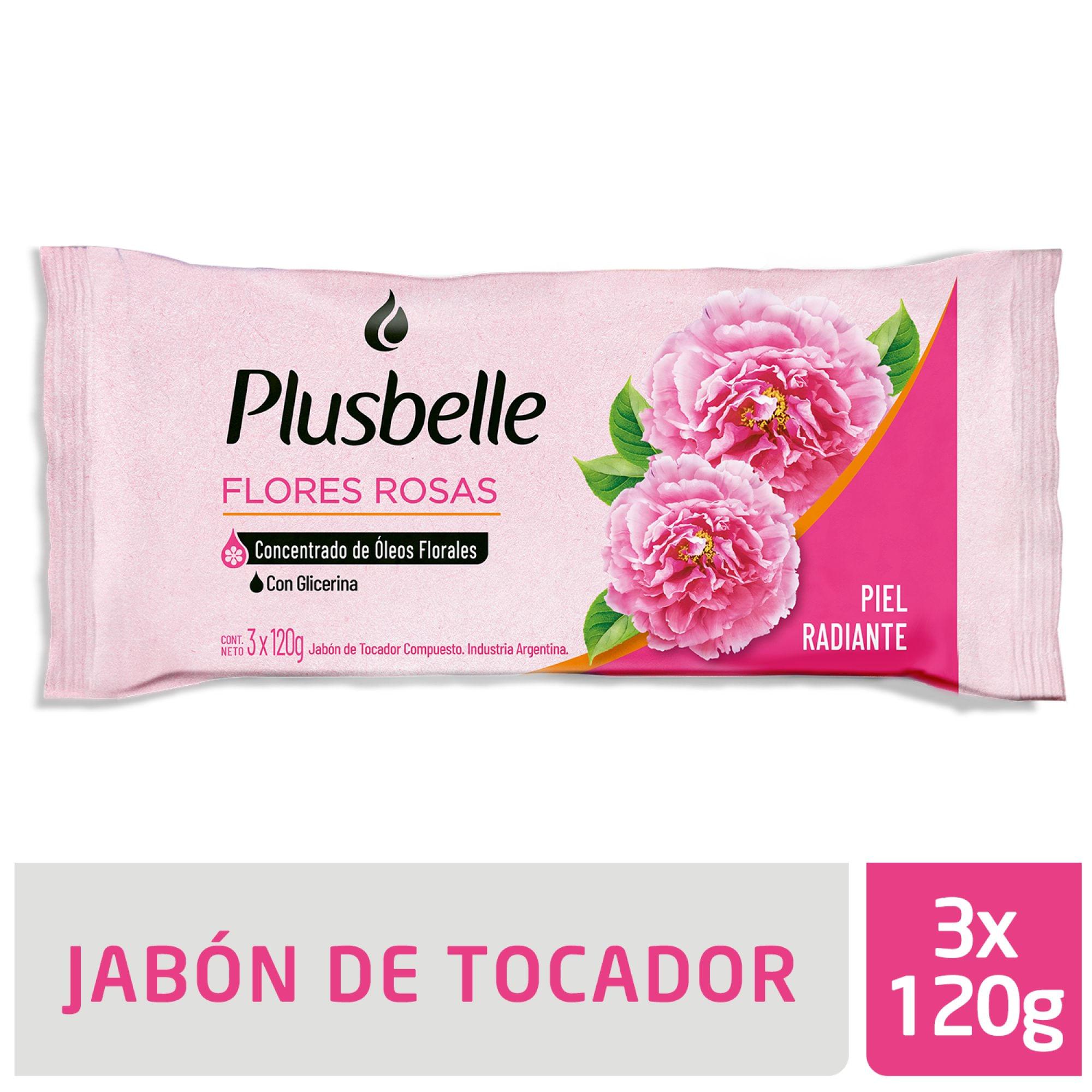 JABON TOCADOR FLORES ROSAS PLUSBELLE 3X120GRS