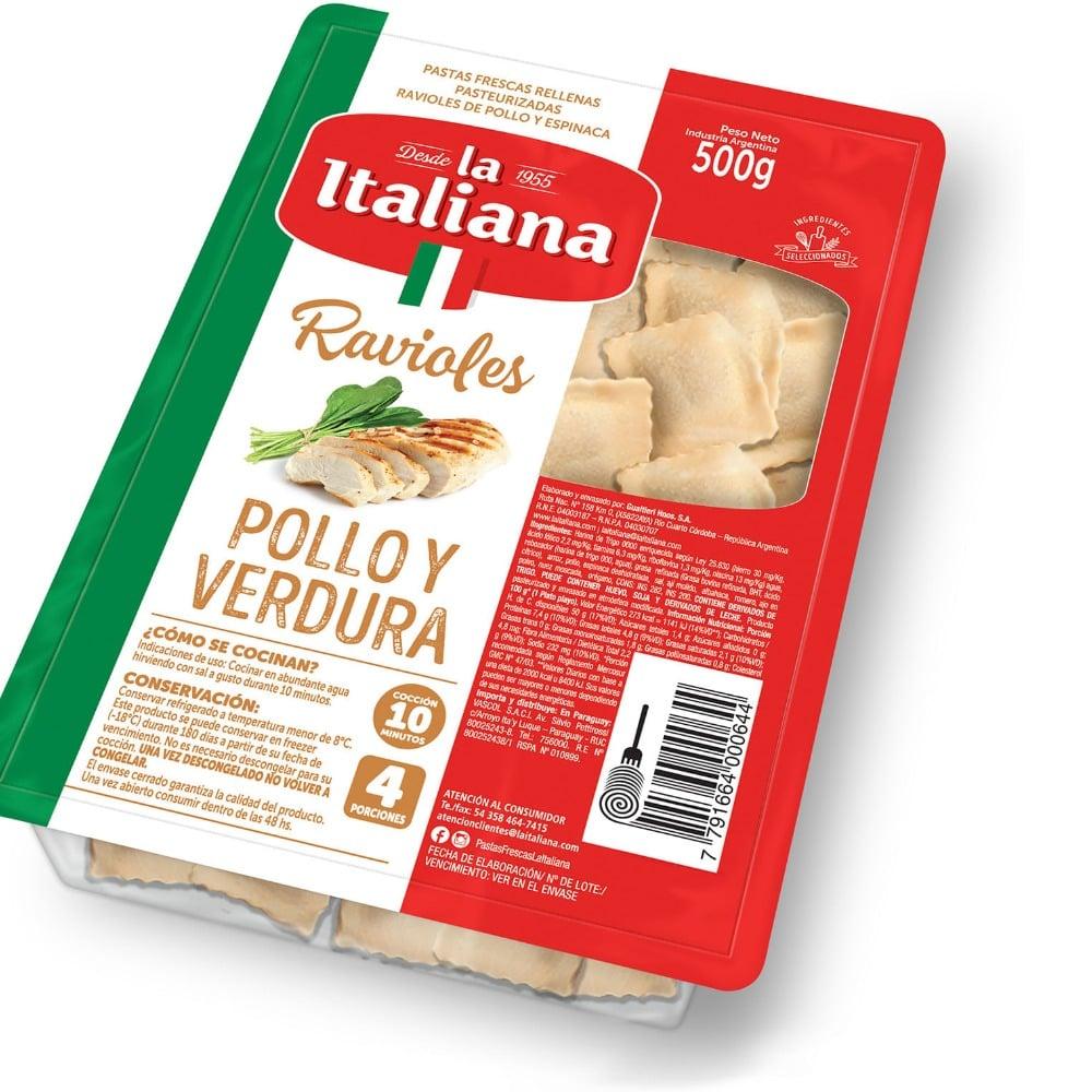 RAVIOLES POLLO Y ESPINACA LA ITALIANA x 500g