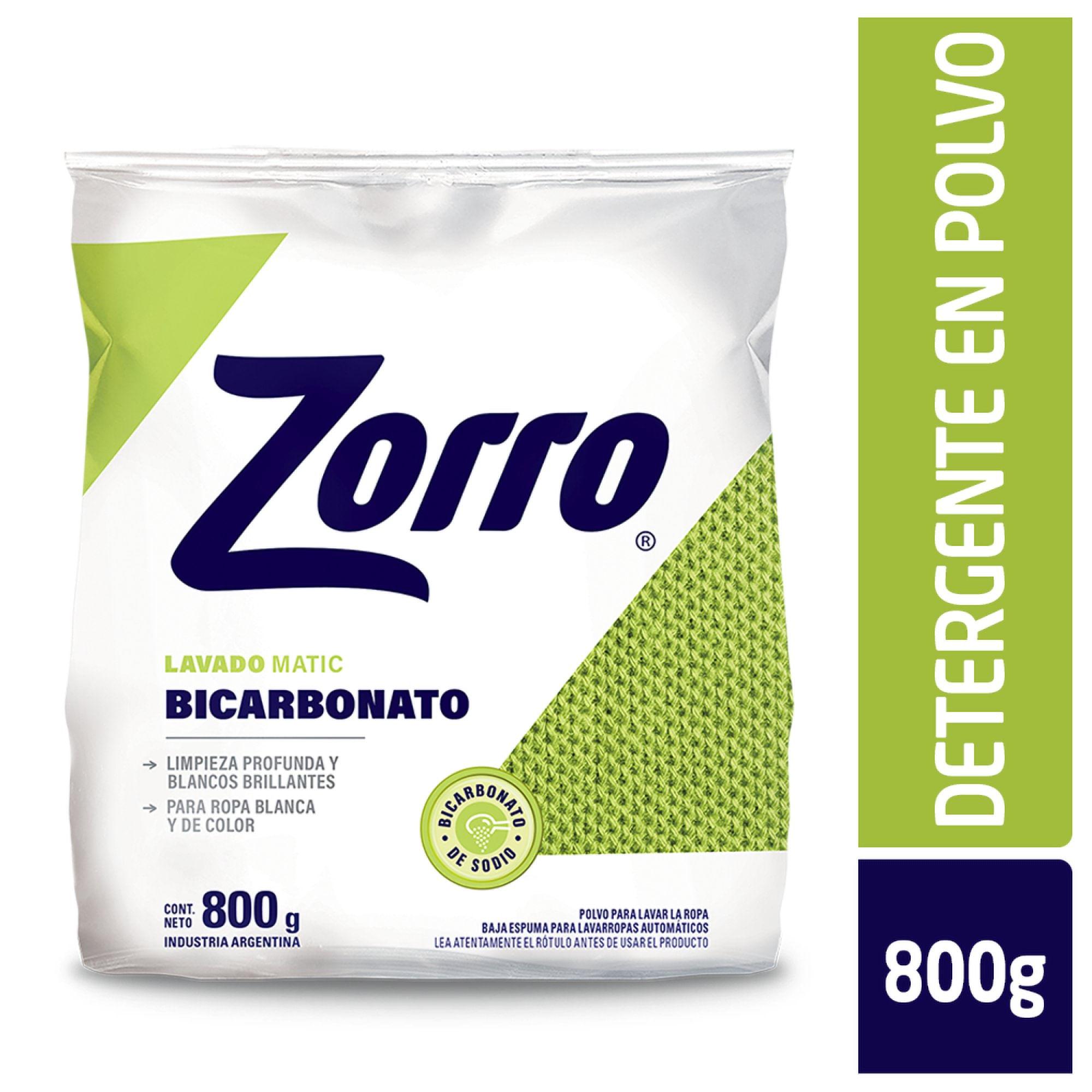JABON POLVO BICARBONATO ZORRO x 800g