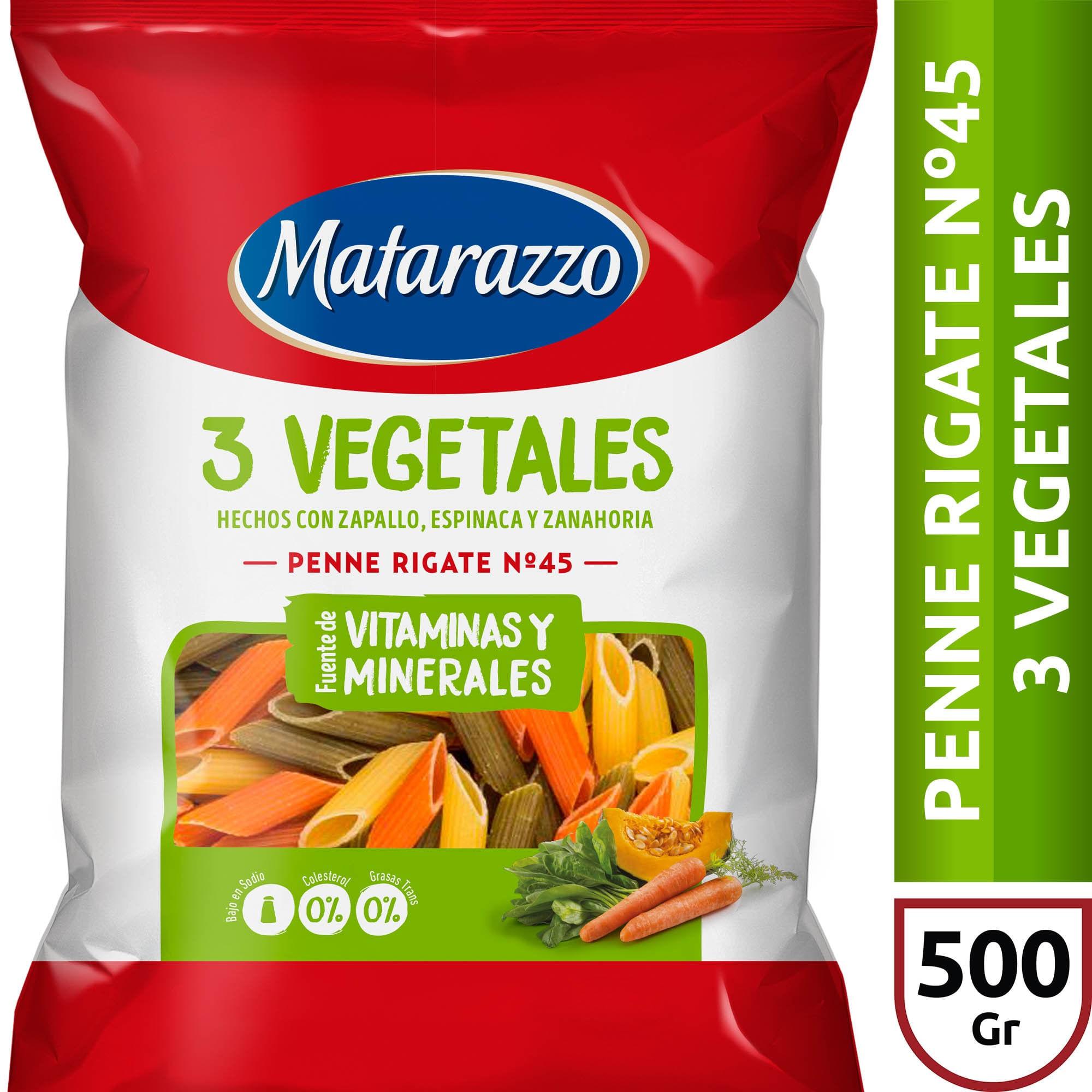 FIDEOS PENNE RIGATE 3 VEG MATARAZZO x 500g