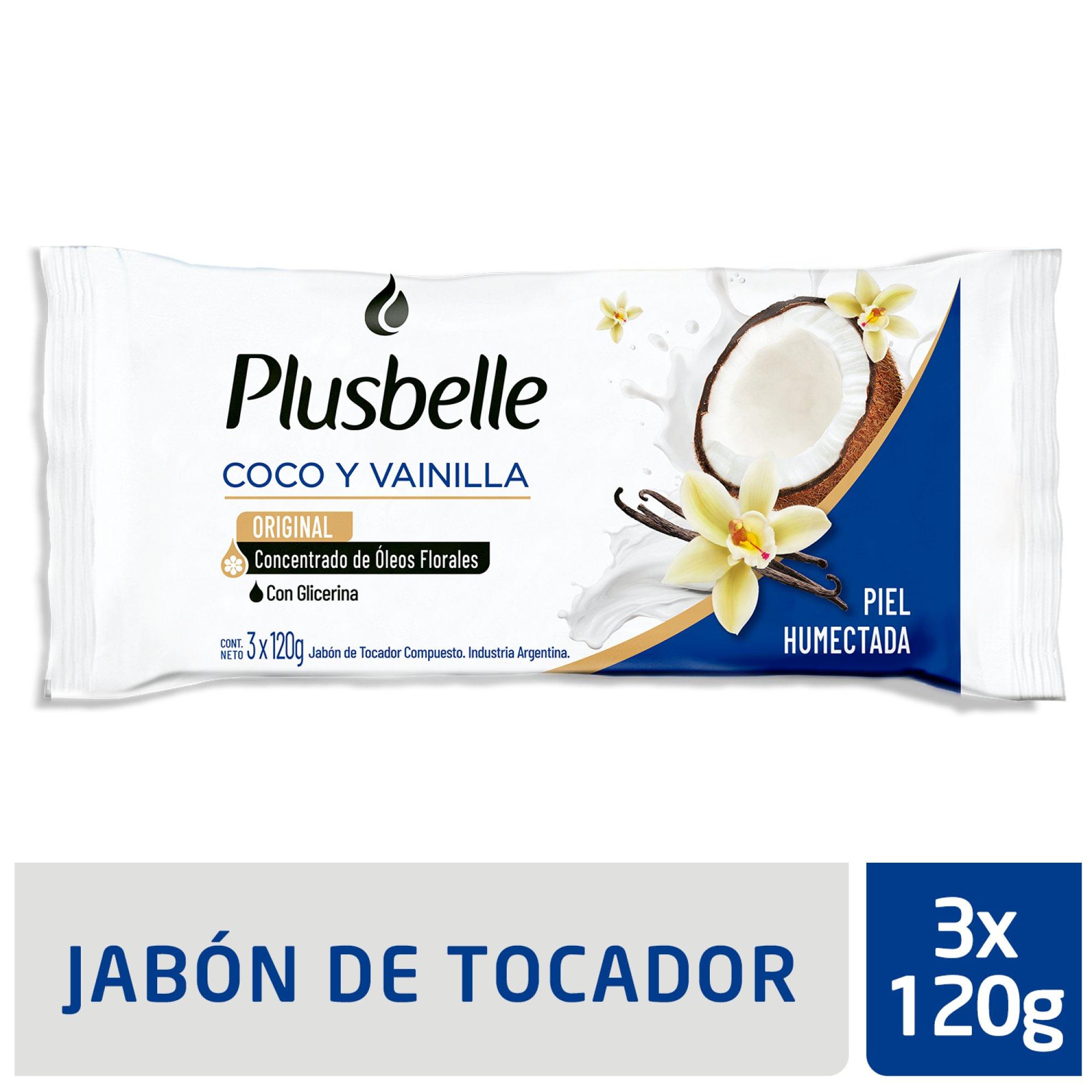 JABON TOCADOR COCO Y VAINILLA PLUSBELLE 3X120GRS