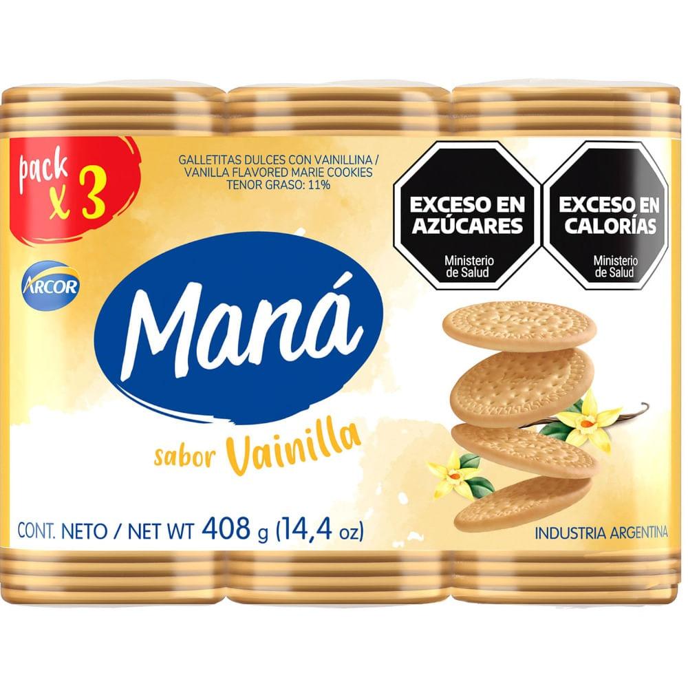 GALLETITAS MANA VAINILLAS 3 x 408g
