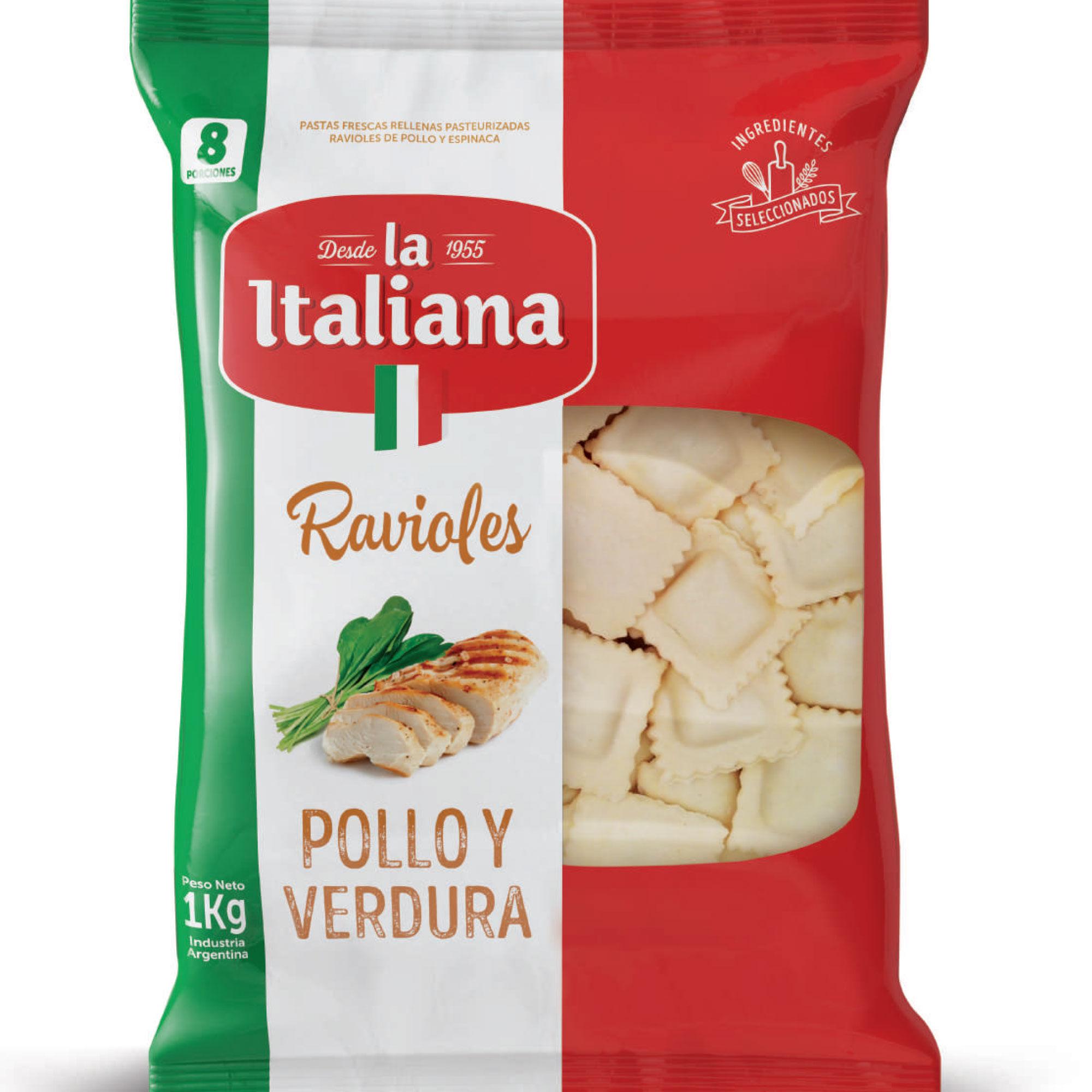 RAVIOLES POLLO Y VERDURA  LA ITALIANA x 1kg