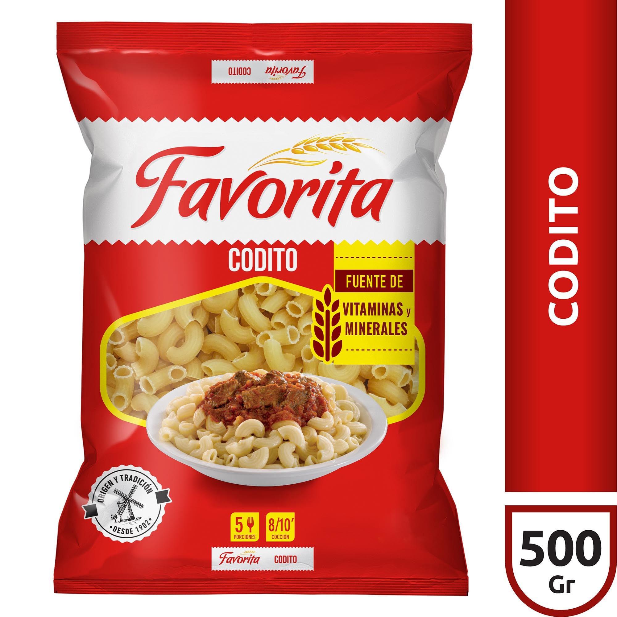 FIDEOS CODITO RAYADO FAVORITA x 500g