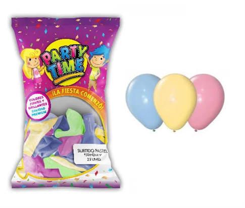 GLOBOS PARTY TIME PASTEL  25 UNID