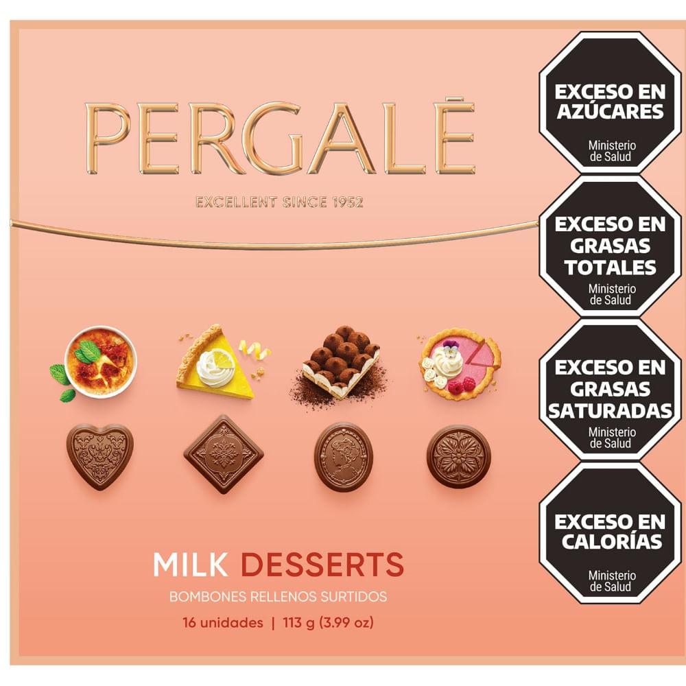 BOMBONES RELLENOS PERGALE MILK DESSERTS X113GRS