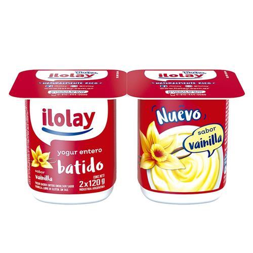 YOGUR ENTERO BATIDO VAINILLA ILOLAY 2x120g
