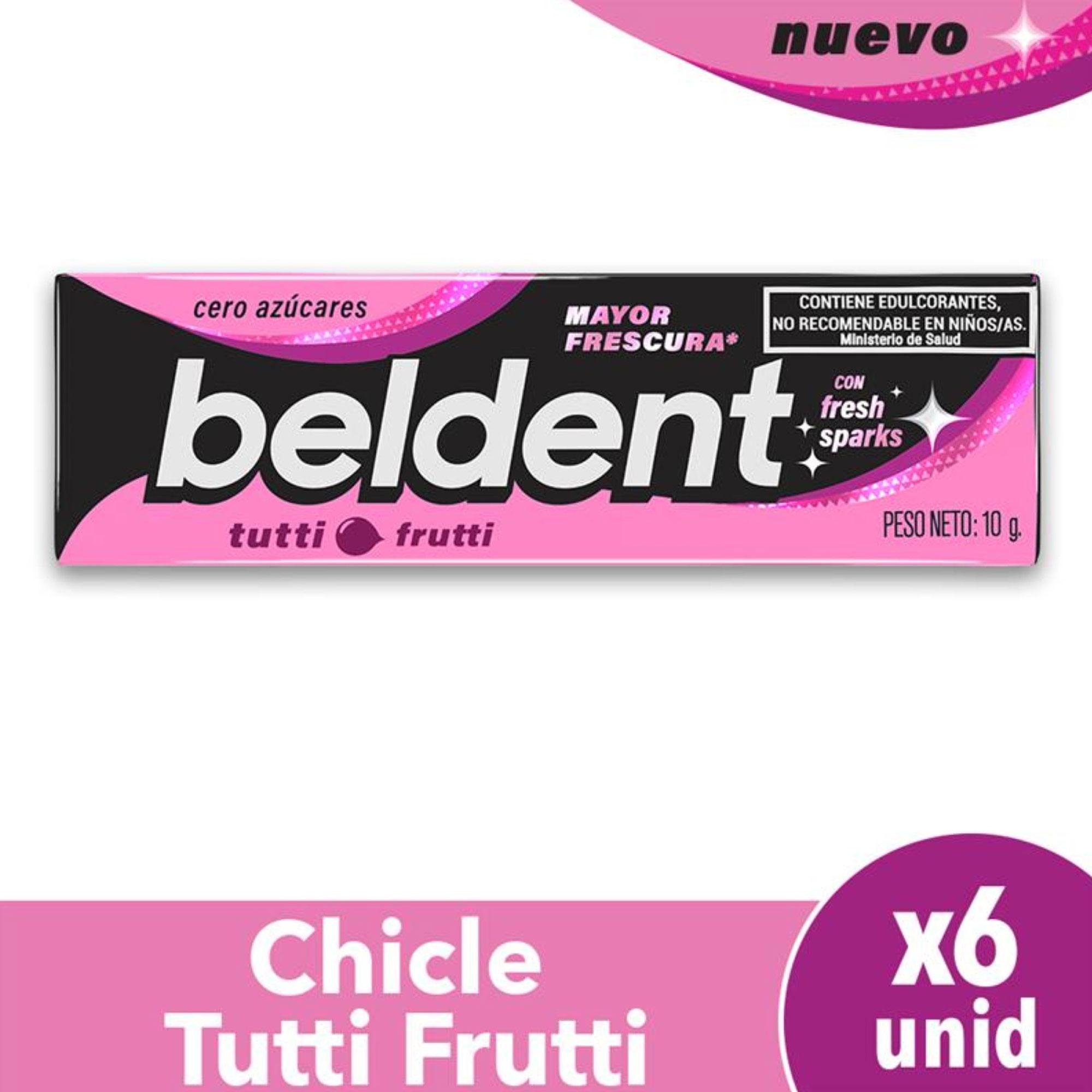 CHICLE BELDENT FRESH SPARKS TUTTI FRUTTI x10grs