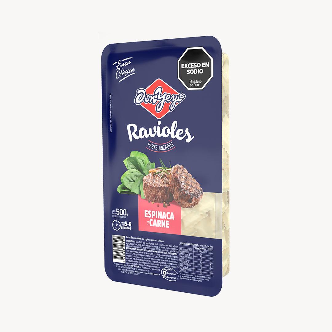 RAVIOLES ESPINACA Y CARNE DON YEYO x 500g