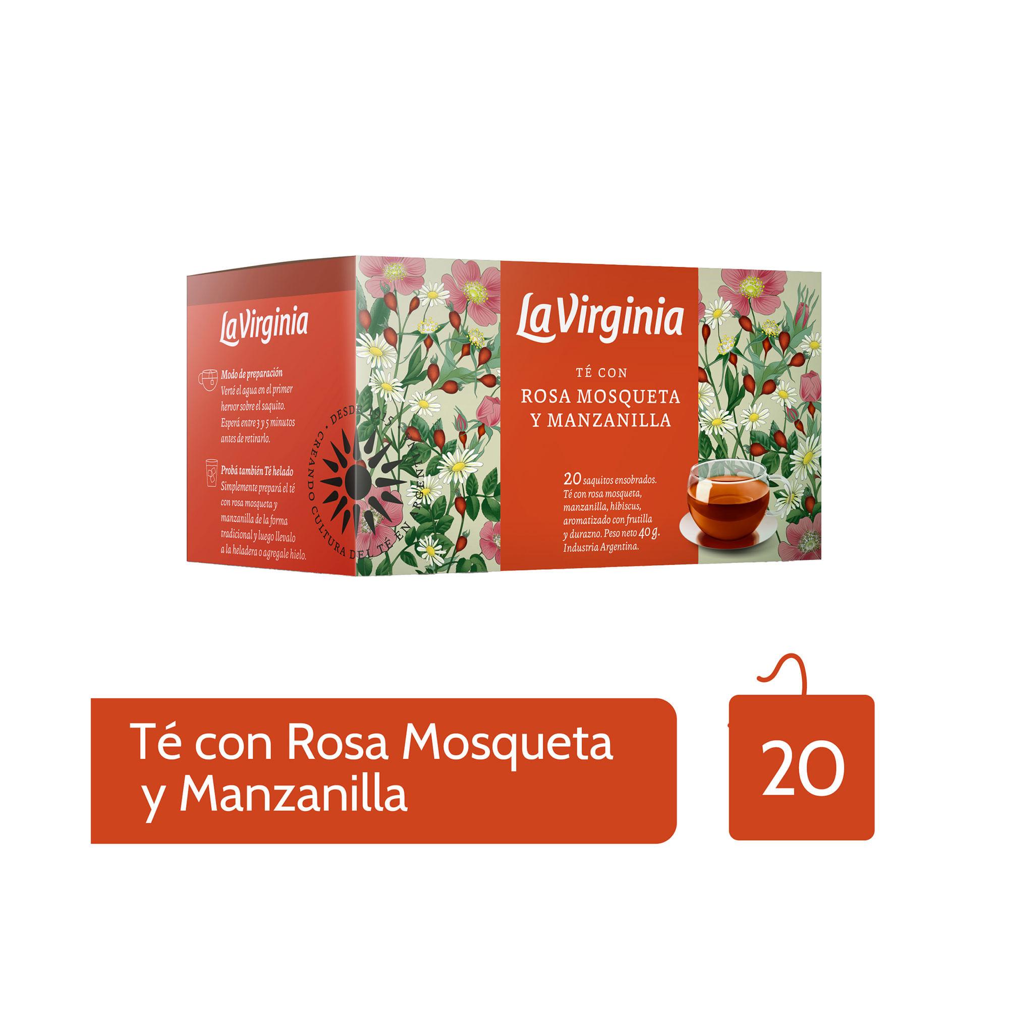 TE C/ ROSA MOSQUETA Y MANZANILLA LA VIRGINIA x 20 U