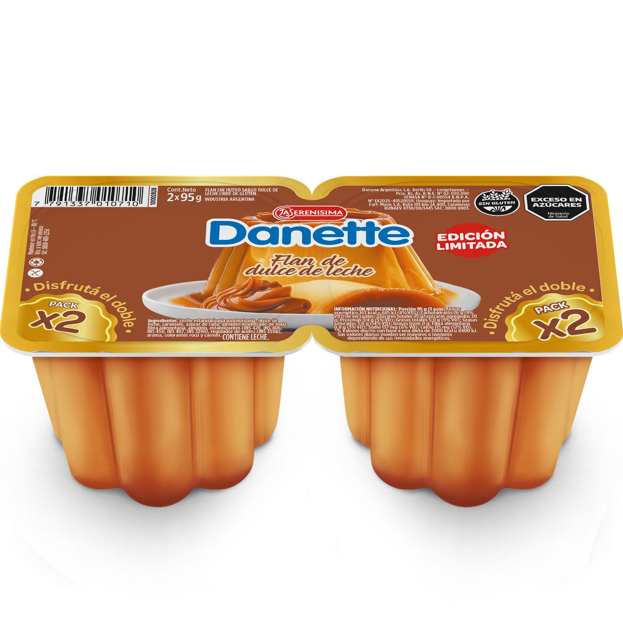 FLAN DANETTE DULCE DE LECHE 2u 190GRS