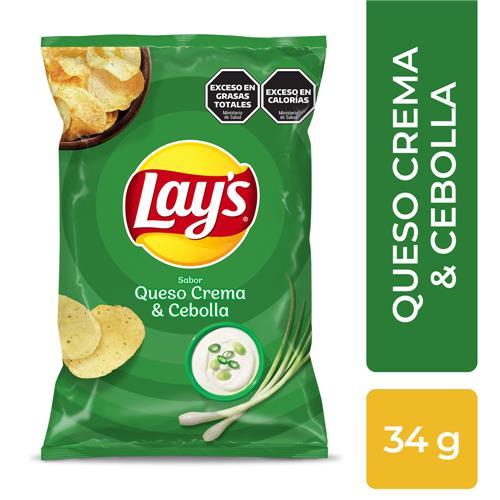 PAPAS LAYS QUESO CREMA Y CEB x 34g