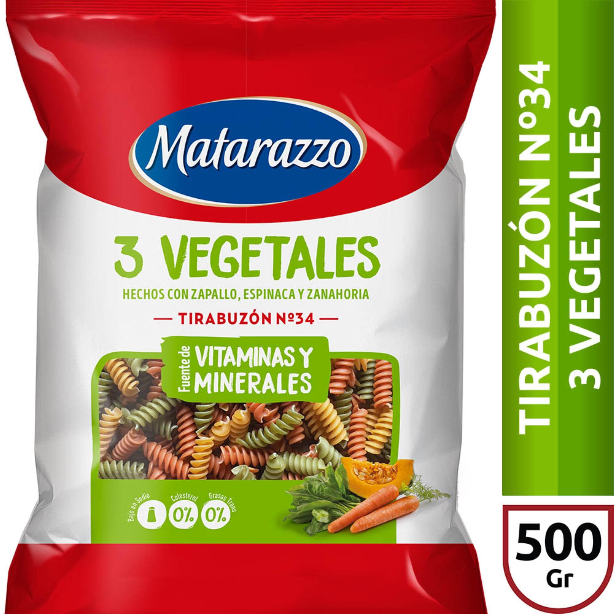 FIDEOS 3 VEG TIRABUZON MATARAZZO x 500g