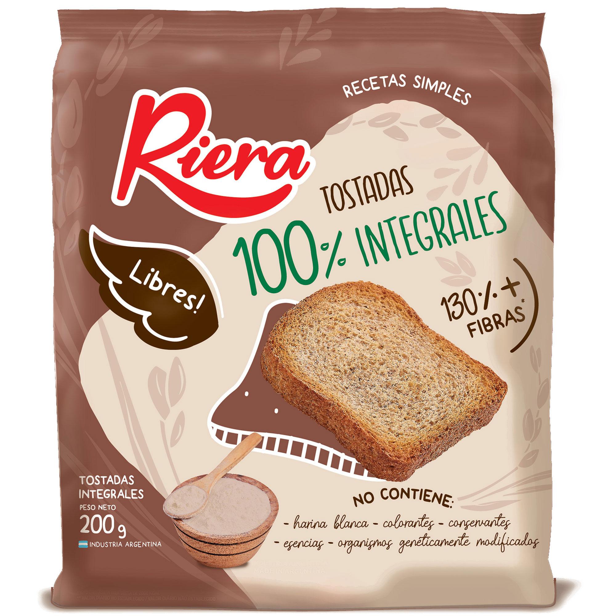 TOSTADAS 100% INTEGRALES RIERA x 200g