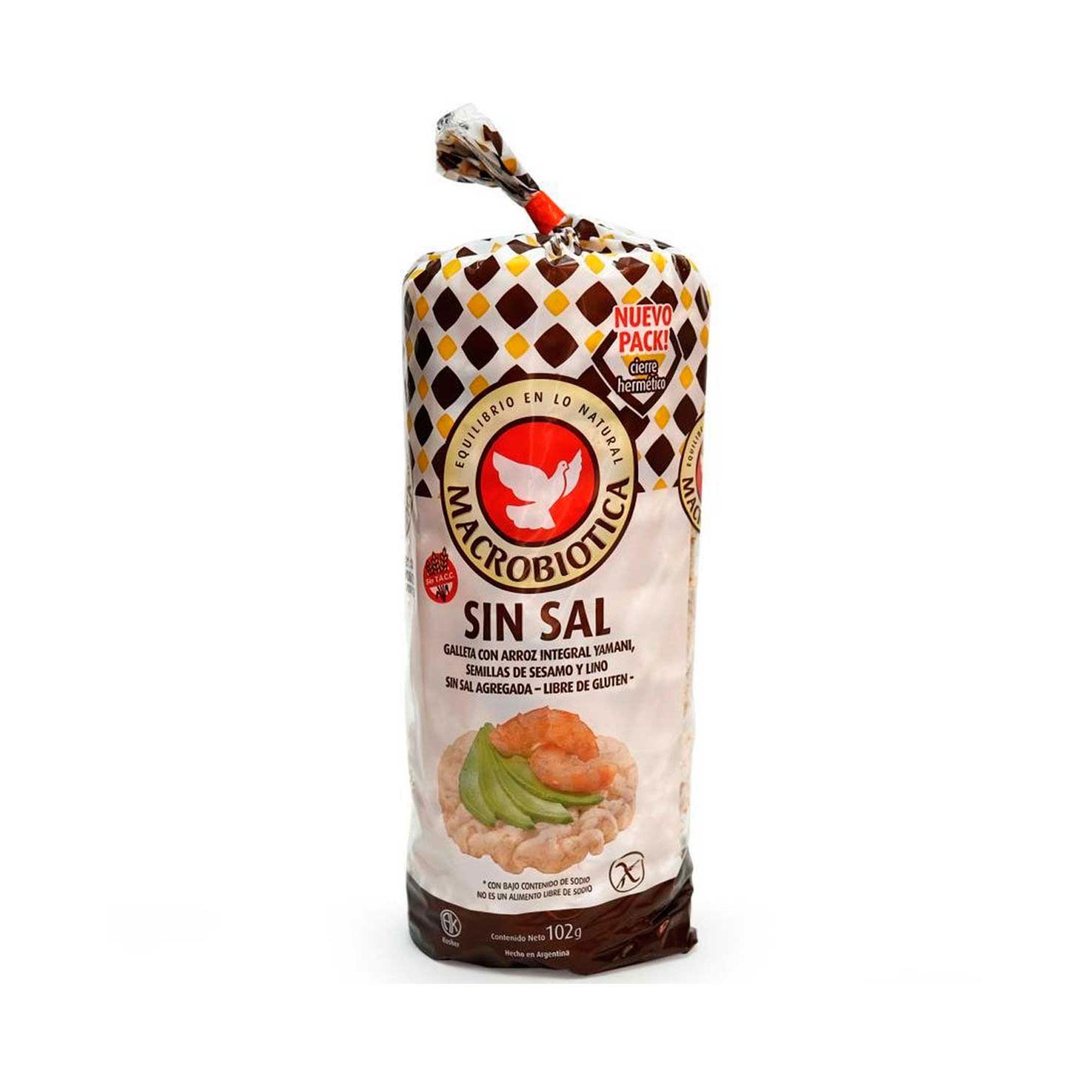 GALLETAS DE ARROZ MACROBIOTICAS SIN SAL x 102g