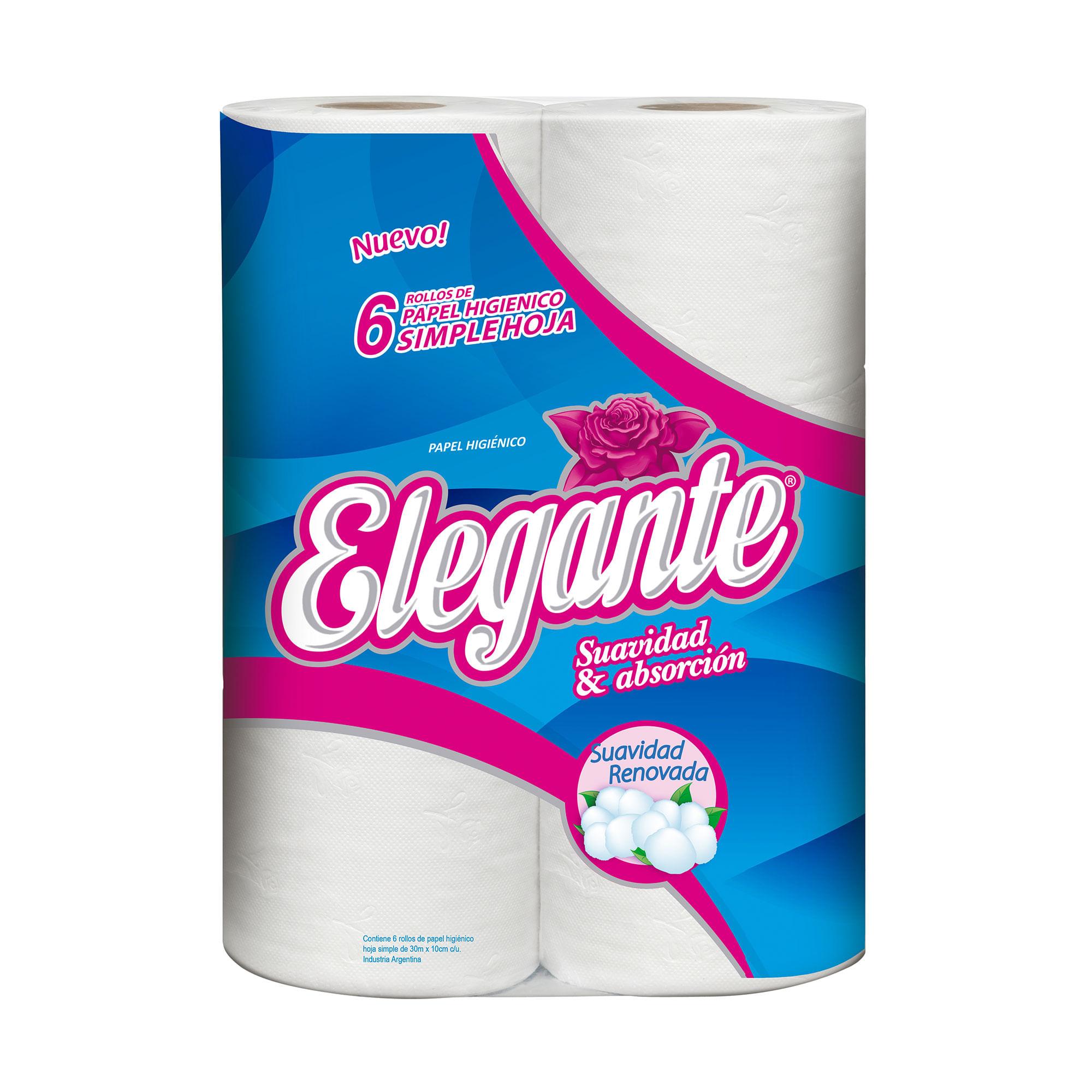 PAPEL HIGIENICO SIMPLE ELEGANTE 6x30mts
