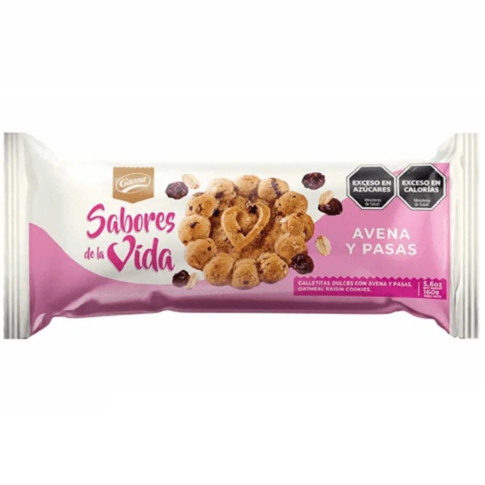 GALLETITAS SABORES DE VIDA AVENA Y PASAS GAONA x 160g