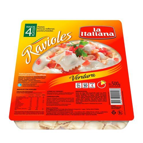RAVIOLES JAMON Y MUZZA LA ITALIANA x 500g