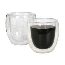 SET TAZA VIDRIO DOBLE PARED X2 100cc