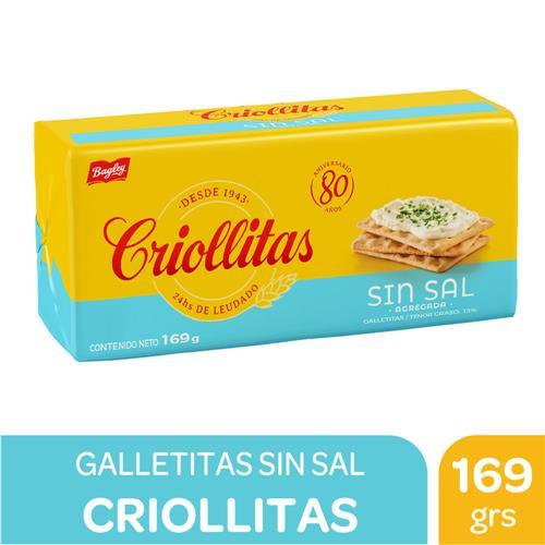 GALLETITAS SIN SAL CRIOLLITAS x169grs