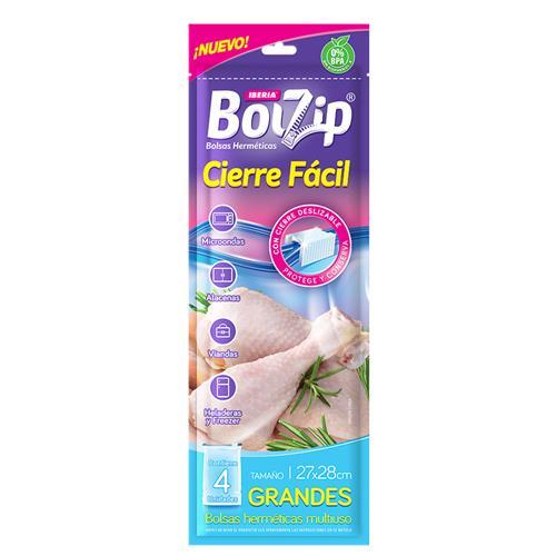 BOLSA CIERRE FACIL GRANDE BOLZIP 27x28cm x4un